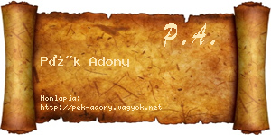 Pék Adony névjegykártya